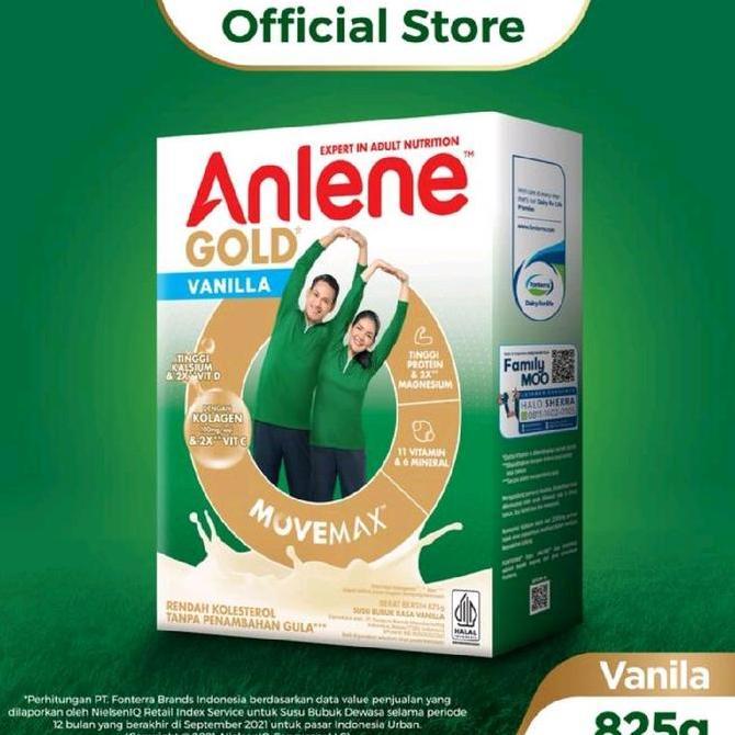 Xcxc- Anlene Gold 5X Plus 825 Gram Vanila Original Cokelat/Plain/825Gr/Dulu 900/850 Gram/885Gr/Vanil