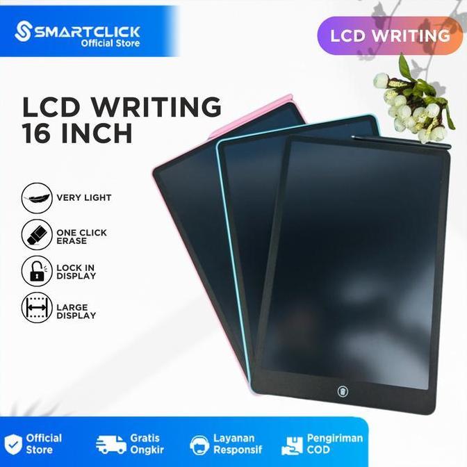 LCD Tablet Anak 16 Inch Berwarna Mainan Papan Tulis Hapus Edukasi Pen Gambar Belajar