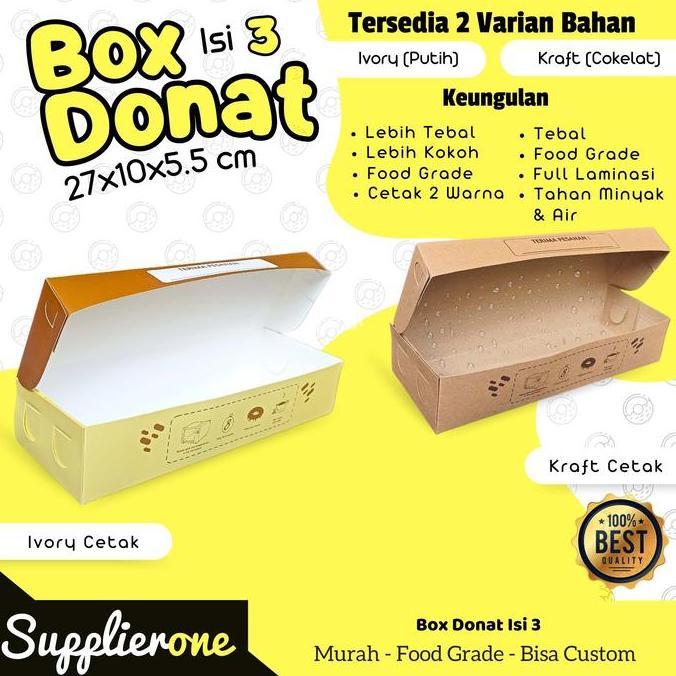 Speichern- Box Donat Isi 3 Motif 25 Pcs / Dus Donat / Kemasan Donat / Dus Bandeng / Dus Bomboloni / 