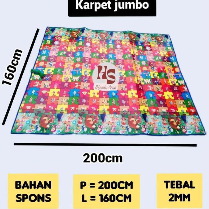 Flmy- Karpet Lantai Karakter Anak Jumbo 160X200 Cm Tebal 1,7 Mm Anti Air & Anti Sobek Karpet Plastik
