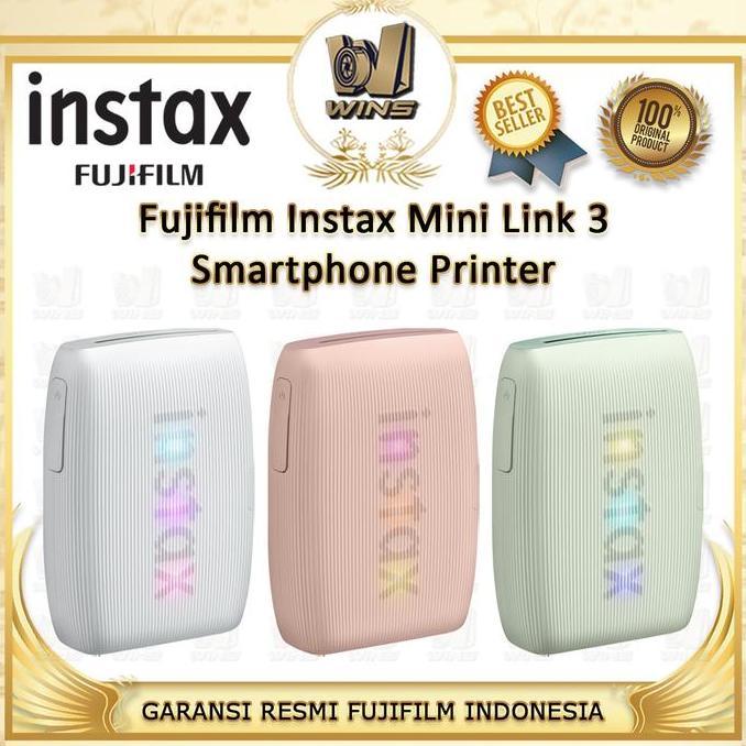 Fujifilm Instax Mini Link 3 Smartphone Printer | Fuji Instant Printer Polaroid HP Portable - Garansi