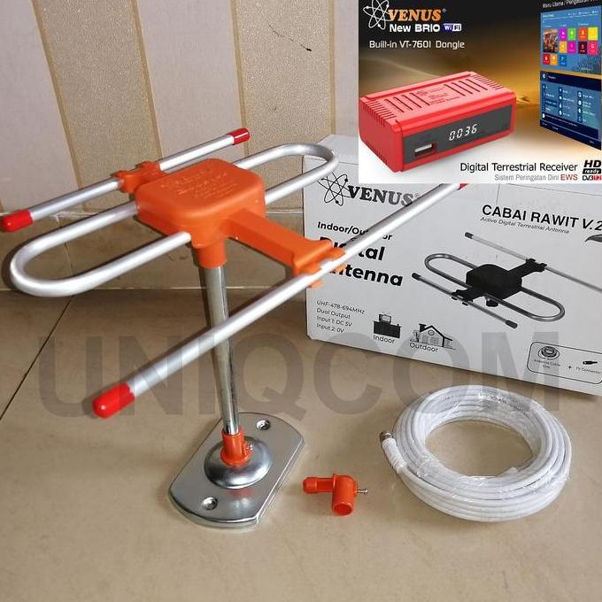 Zubehor- Paket Antena Tv Digital Venus Cabai Rawit V2 + Stb Dvbt2 Venus Mini