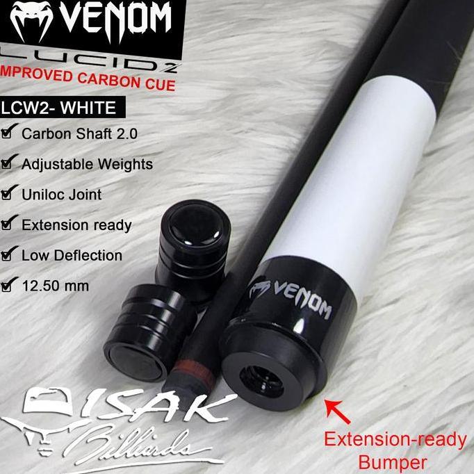 Venom Lucid Carbon LCW White Cue Uniloc Low Deflection Stick Billiard