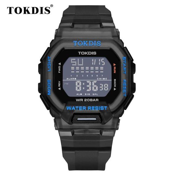 Frau- Terlaris Jam Tangan Pria Tokdis 02573 Rubber Digital Original Water Resist 3 Atm Kaca Watches