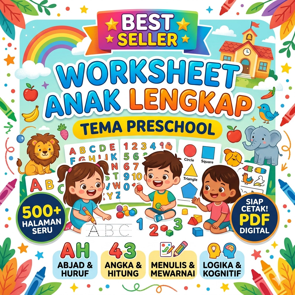 BEST SELLER WORKSHEET ANAK LENGKAP – TEMA WORKSHEET PRESCHOOL