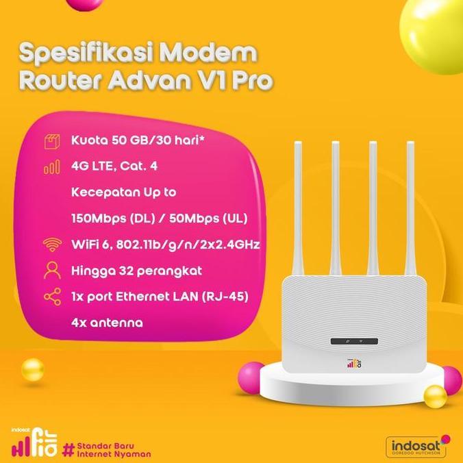 Promo Indosat Hifi Air Advan Wifi Modem 4G Lte 50Gb