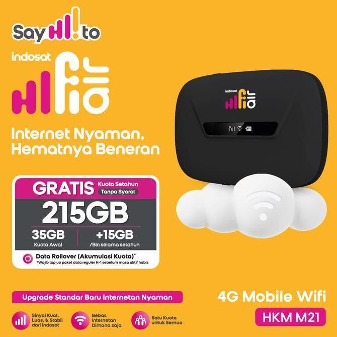 Murah Indosat Hifi Air Hkm M21 Modem Mifi 4G Unlock All Operator Free Kuota 215Gb Setahun