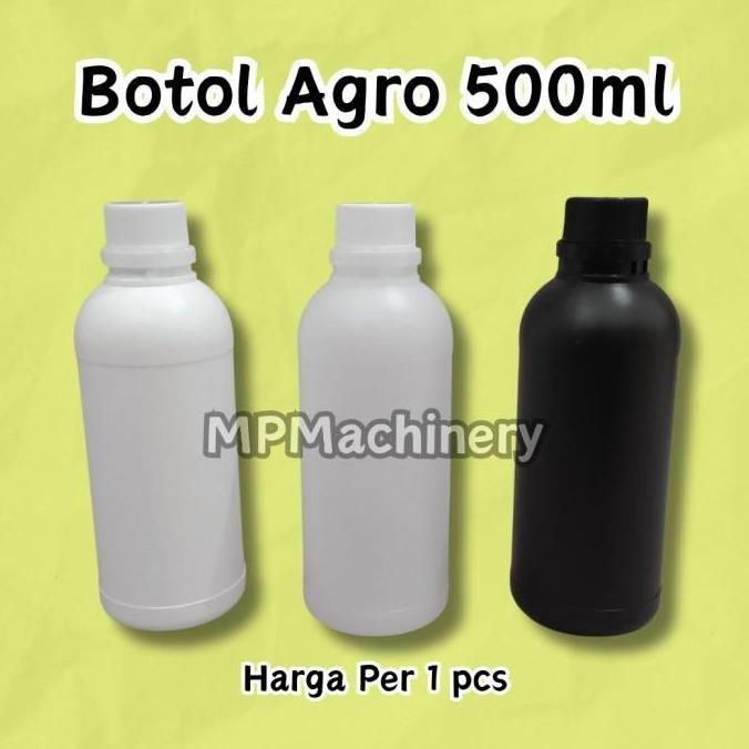 Botol Agro HDPE Putih Hitam 500ml / Botol Labor 500 ml