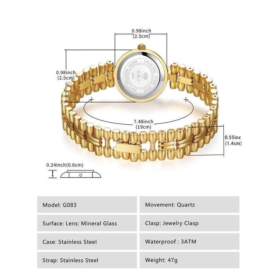 Frau- O.M.J G083 Jam Tangan Wanita Elegan Mewah Original Baja Anti Karat Strap Asli Seri Water Resis