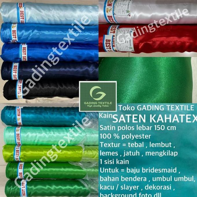 ( per 1 roll ) kain SATEN KAHATEX satin polos lebar 150 cm polyester bahan baju bridesmaid gamis nar