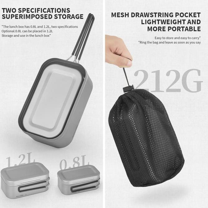 Kotak Makan Ultralight Naturehike CNH22CJ010 Titanium Lunch Box