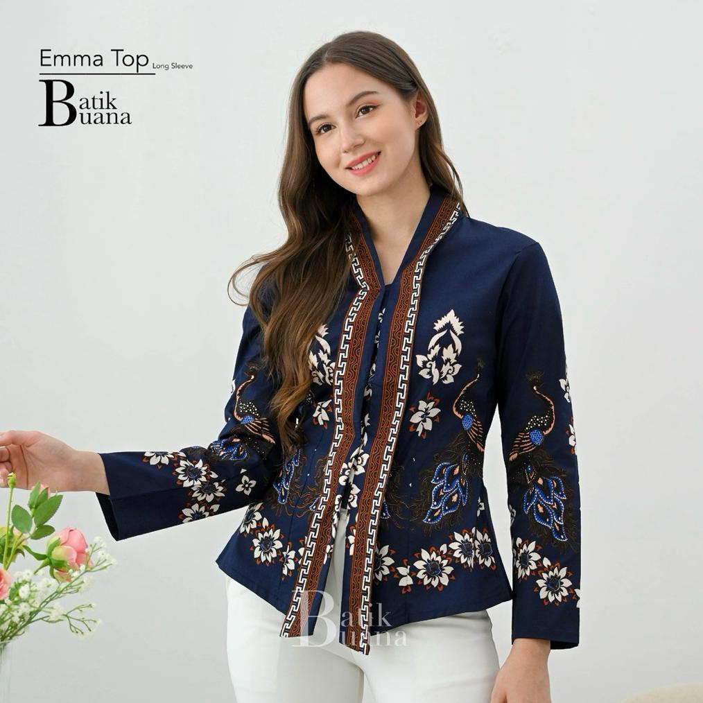 WAJIB PUNYA Emma Top Long Sleeve - Atasan Batik Wanita Lengan Panjang - Batik Wanita Premium - Batik