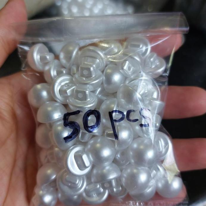 Kancing Mutiara 14 mm per 50 pcs/ Kancing Mutiara / Aplikasi Baju