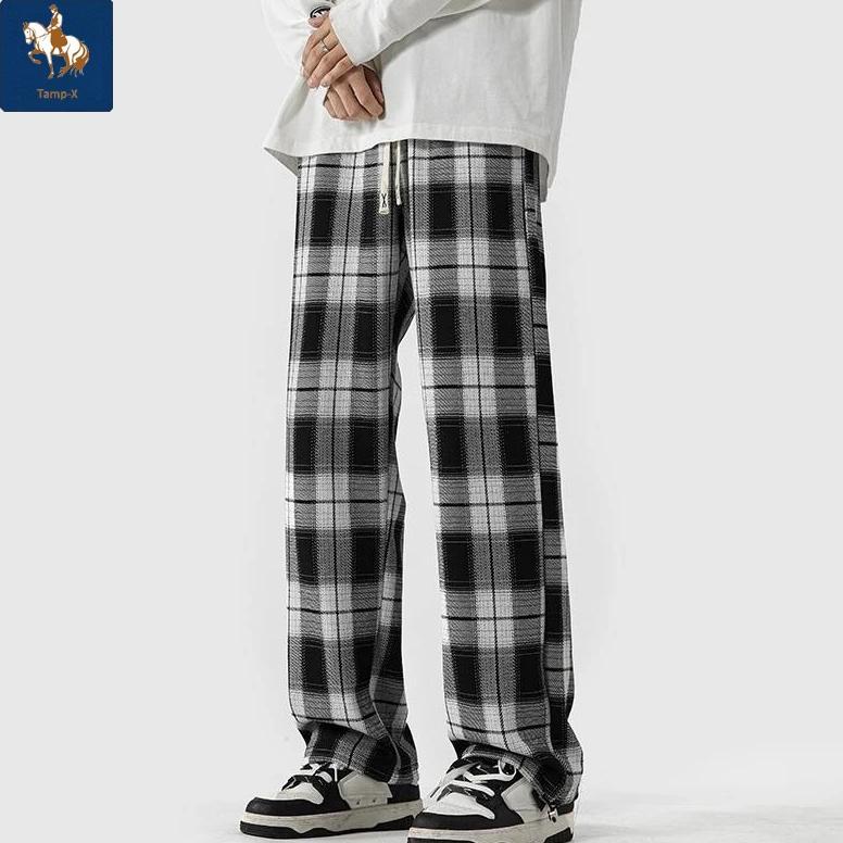HEMAT Tamp-X Oversize Jumbo Celana Panjang Pria Joger Baggy Pants Santai Kotak Kotak Korean Style KE
