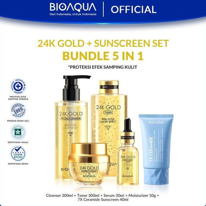 24K WHITENING KIT 8 in 1 BUHOTEI Bioaqua 24K Gold Skin Care Whitening Kit(Serum, Moisturizer, Sheet 