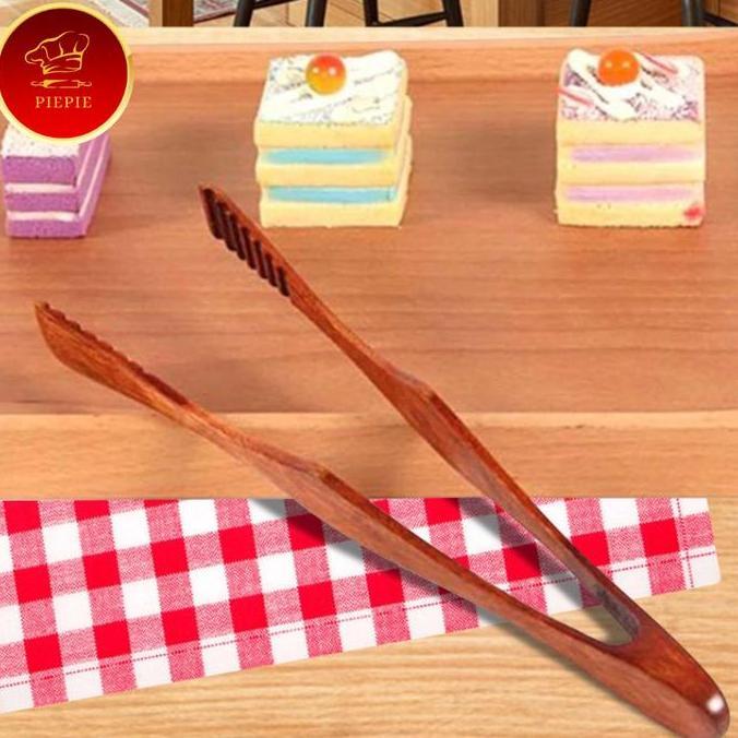 wooden food tong clip / capitan makanan kayu BBQ kue roti daging sayur