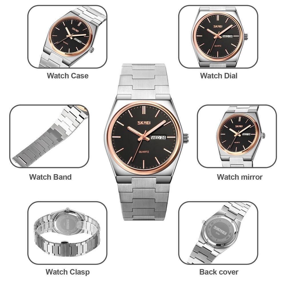 SKMEI 9288 Jam Tangan Pria Analog Chronograph Tali Stainless Steel MGOS