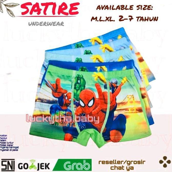 Clothes- Grosir 12Pcs,6Pcs,3Pcs Satire Kids- Cd Boxer Anak Perempuan Dan Laki-Laki Size 2-7 Tahun Mo