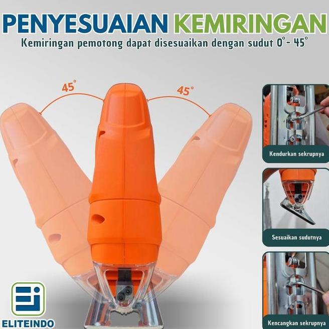 Eliteindo Mesin Jsaw Elektrik Mesin Gergaji Potong Kayu Papan Triplek Lempengan Besi Multifungsi W 3