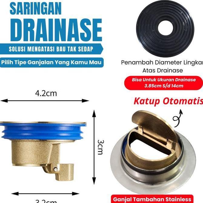 Bagno- Floor Drain Penutup Lubang Saluran Air Kamar Mandi Wastafel Otomatis