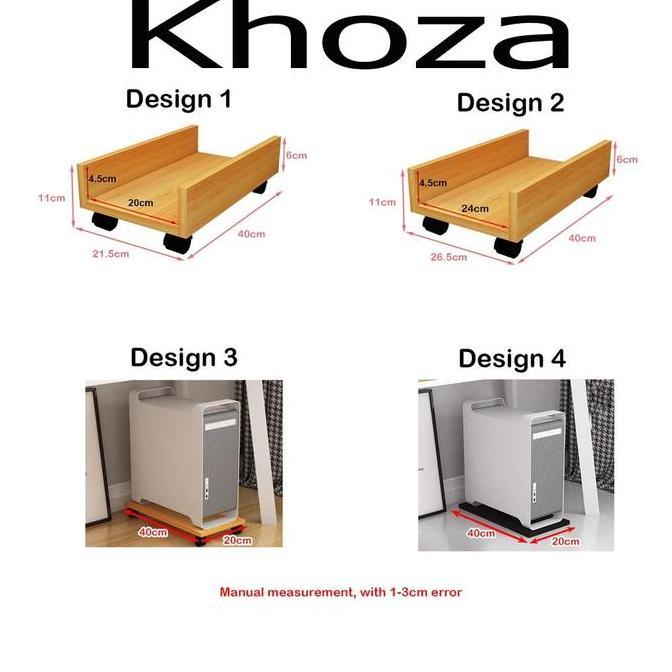 Khoza Rak Stand Cpu Komputer Roda / Tatakan Cpu Kayu Anti Air , Dudukan Cpu Roda Bisa Geser - Rak Ko