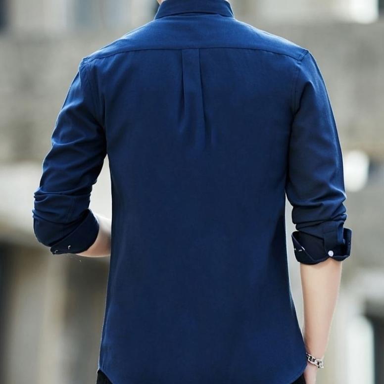TERMURAH Kemeja Pria Polos Lengan Panjang Maroon Hitam Navy Bahan Katun Premium Hem Kantor dan Kasua