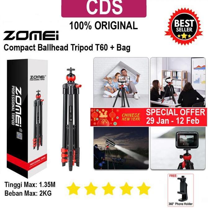 Zomei Tri Ballhead T60 Free Tas Tri Ballhead Ter