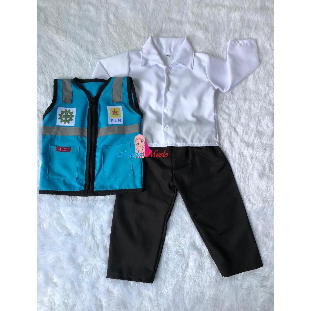 Baju Kostum Anak PLN Biru - Satu Set Rompi Termurah