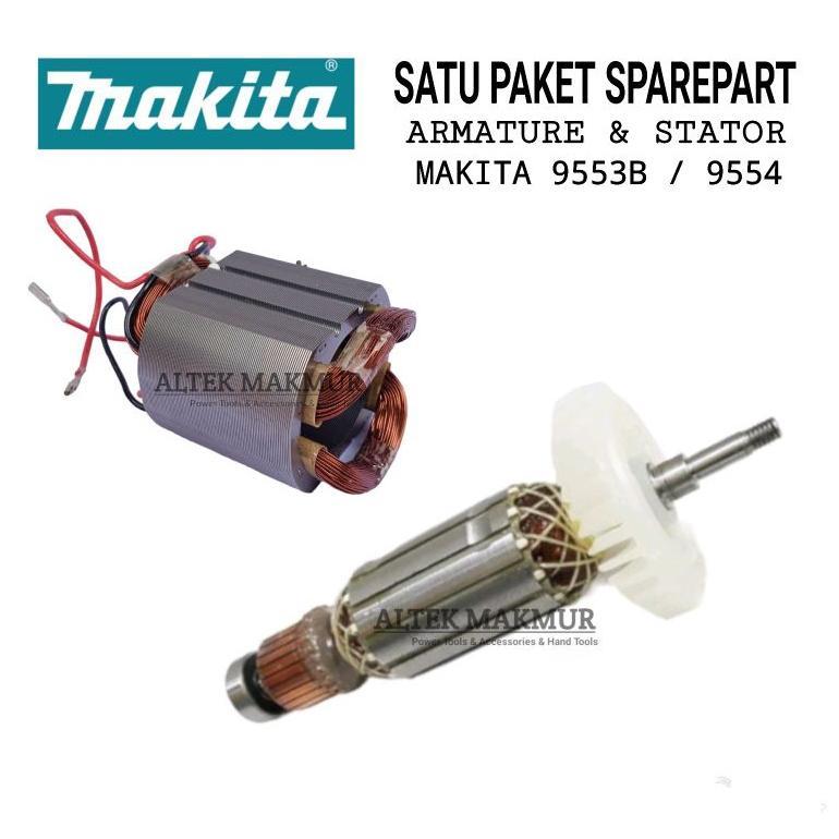 Promo 1 Paket Armature & Stator Gerinda MAKITA 9553B / 9554 /  Angker Dinamo Bantalan Gurinda MAKITA