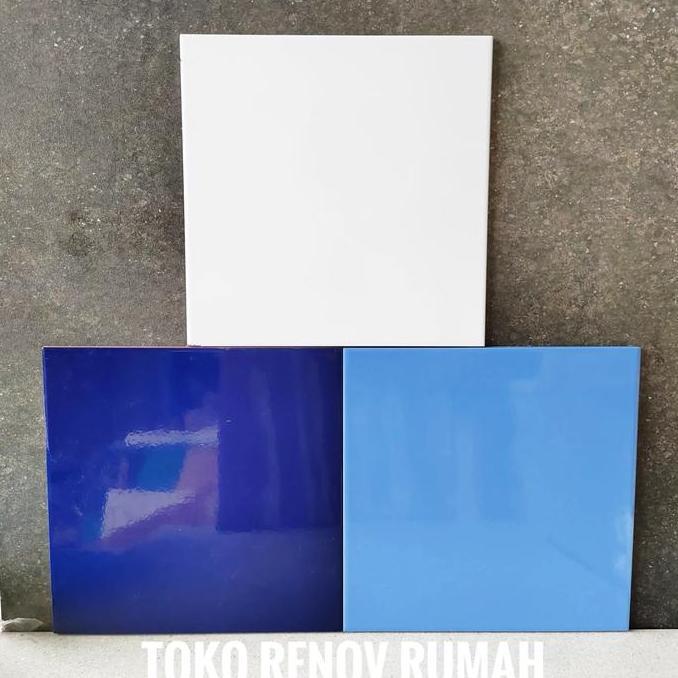 Keramik 25x25 putih (glossy) / keramik biru tua/ keramik biru muda TD