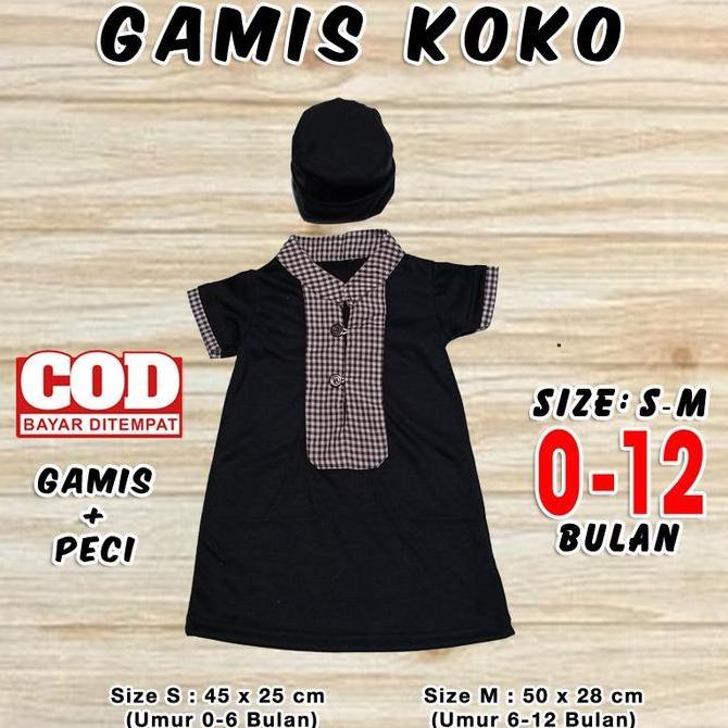 Otokonoko- Baju Koko Bayi Jubah Gamis Baby Turki Peci Arab Pakaian Anak Muslim Islam Pakistan Katun 
