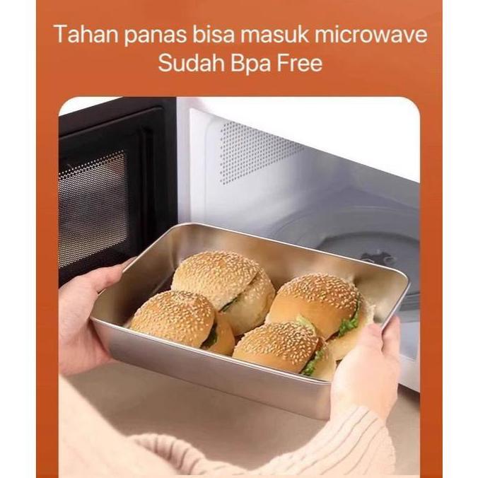 Taberu- Bakindo Tempat Wadah Makanan Stainless Steel Sama Tutup Plastik Kontainer Makanan Sayuran Fo