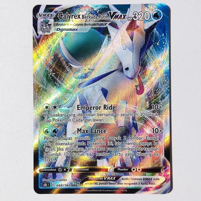 New Calyrex Berkuda Putih VMAX RRR 044/184 S8b - Kartu Pokemon Indonesia