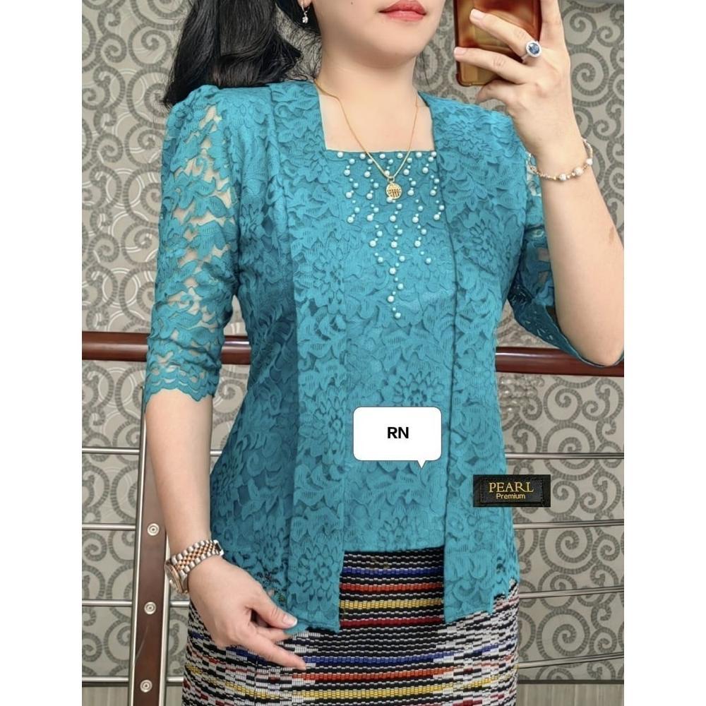 ELVARACONCEPT DF ATASAN BLUS (KARTINI RIMPEL) SEMI PRANCIS/BAJU KEBAYA KONDANGAN WANITA GEREJA PREMI