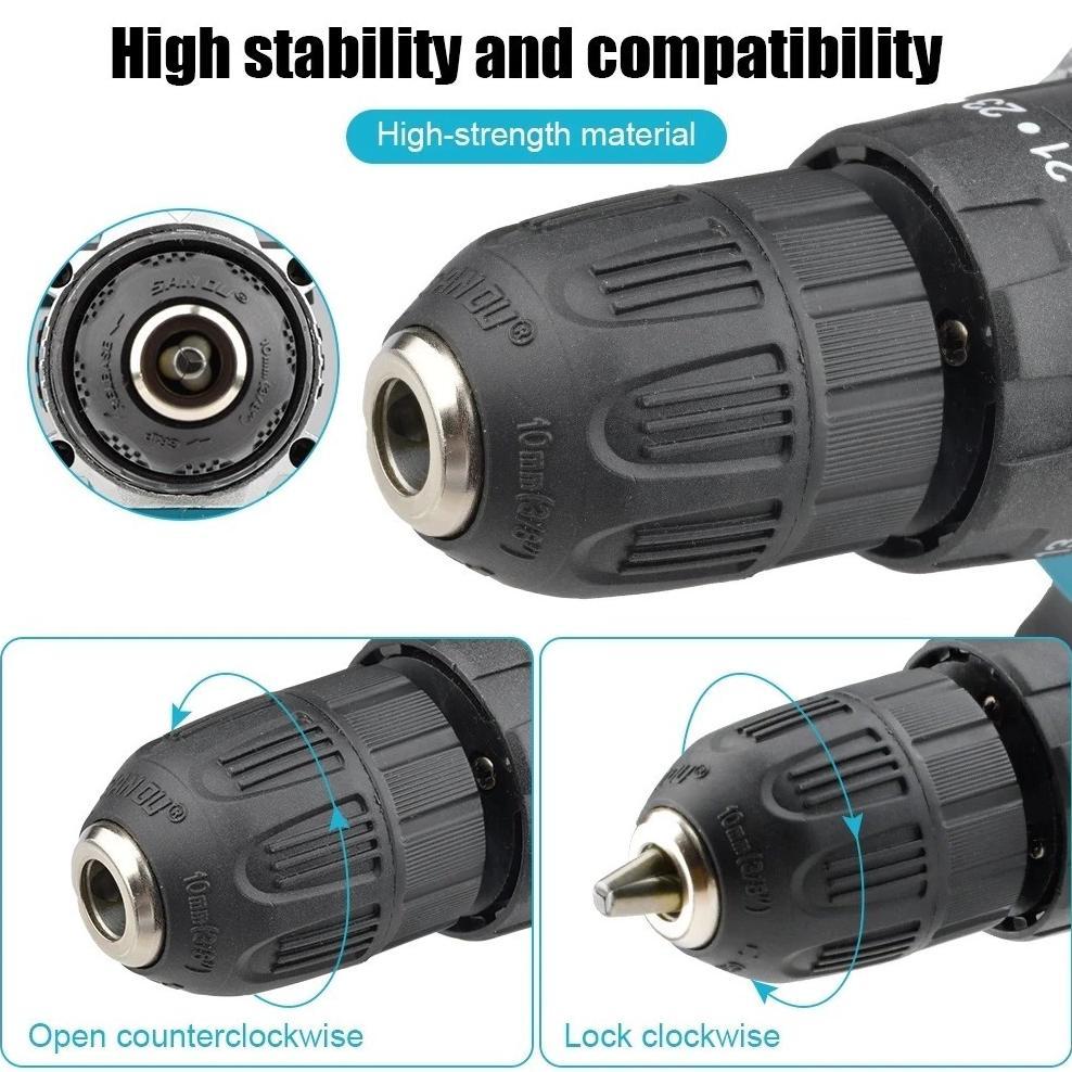 BIG PROMO (COD) BOSCH Cordless Hand Drill / Bor Tembok Baterai (2 Set Baterai) - Bor Listrik Set Len