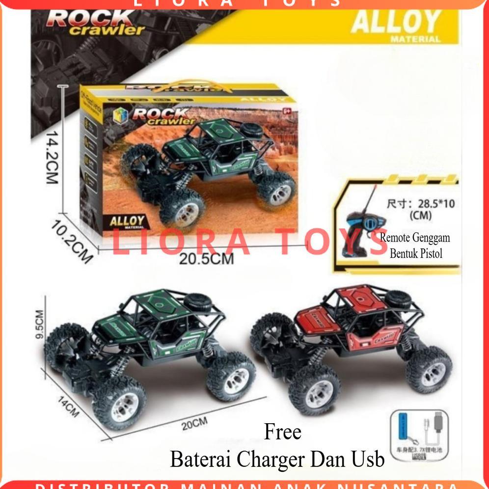 PREMIUM Mainan Anak Mobil Remote Control Offroad Alloy Climbing Car RC Rock Crawler Baterai Cas
