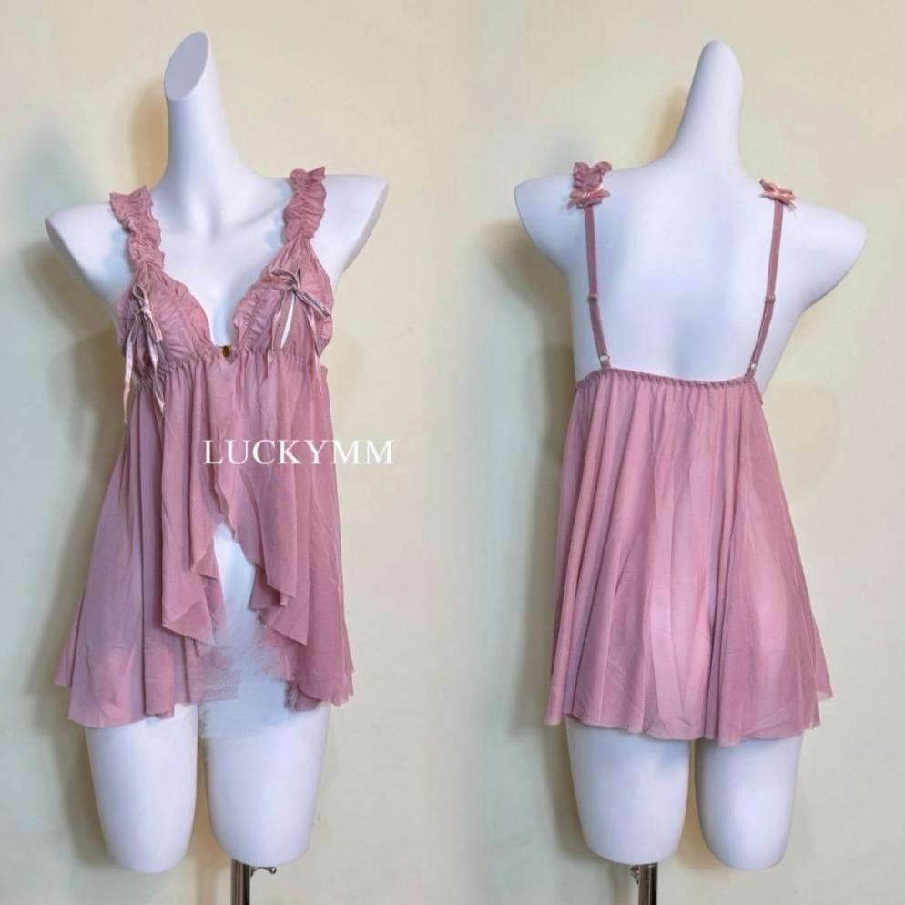 KUALITAS SUPER Luckymm - Sexy Lingerie Dress Transparan Baju Tidur Lingerie Wanita / Lingerie Sexy W