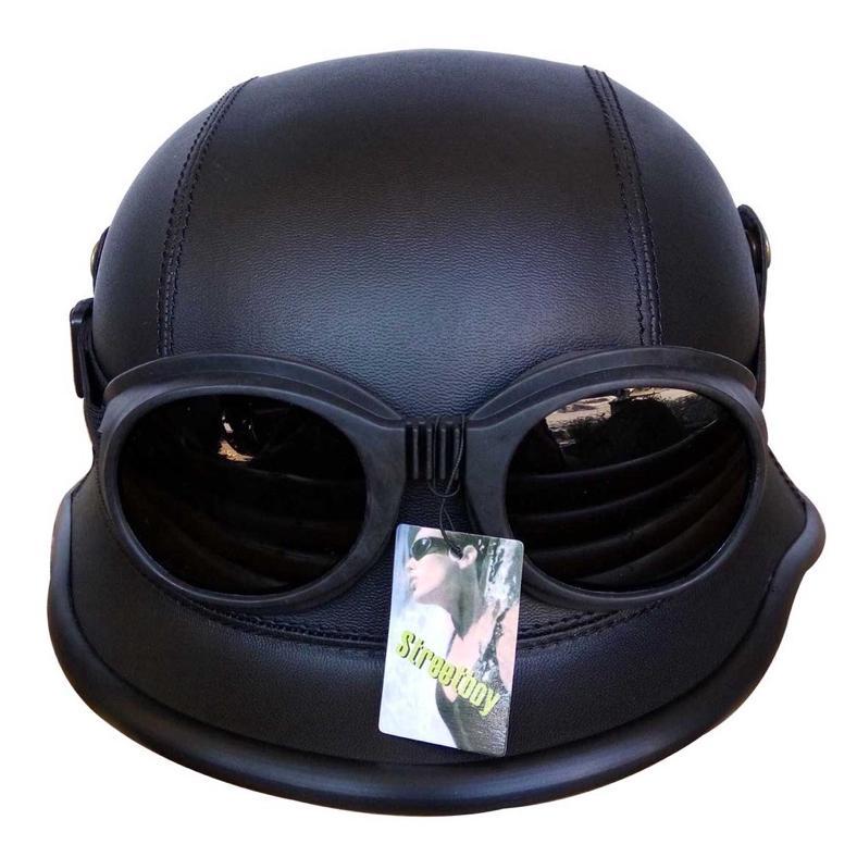 VIREKAMART HELM DEWASA RETRO MILLENIAL NAZI CRAZY KULIT + KACAMATA ORIGINAL