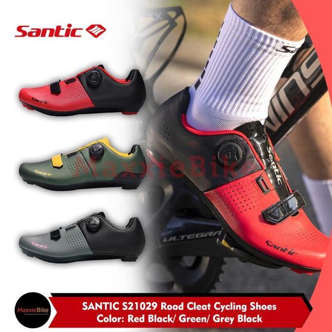 Santic S21029 Sepatu Sepeda Cleat Roadbike Cycling Lock Shoes Rotating Buckle Roadbike Shoes Lightwe