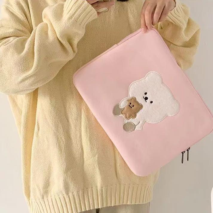 Viral  Tas Laptop Ipad Laptop Tas Tablet Macbook Air Pro Lucu Gambar Beruang Premium 10 11 13 13.6 1