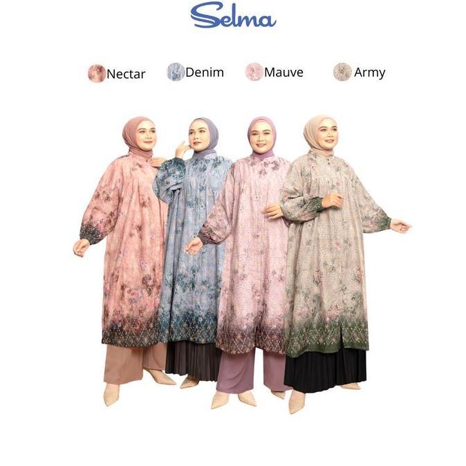 Aleza Long Tunik Jumbo LD 130 150 Tunik Katun Bolong Bordir Motif Bunga Etnik Gradasi Atasan Kondang