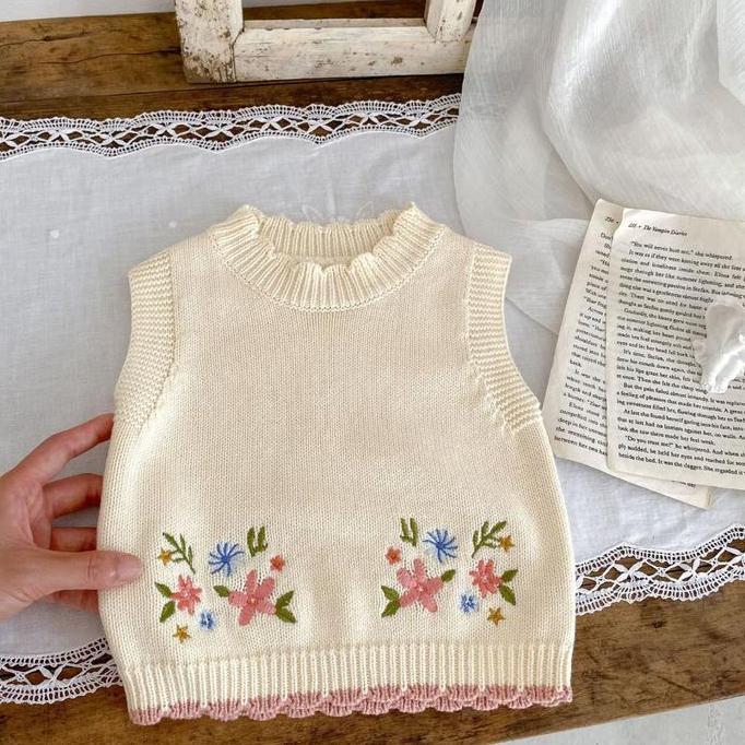 Vest Rajut Bayi/ Vest Anak Rajut Motif Flower/ VEST ELENA