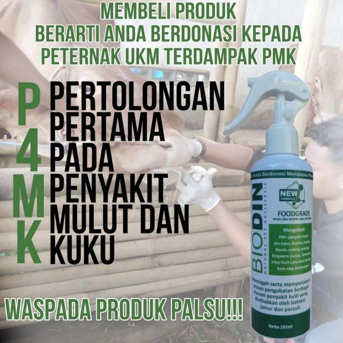 BIODIN OBAT PMK SAPI SCABIES KUCING ANJING KELINCI BOROK KAMBING 250ML