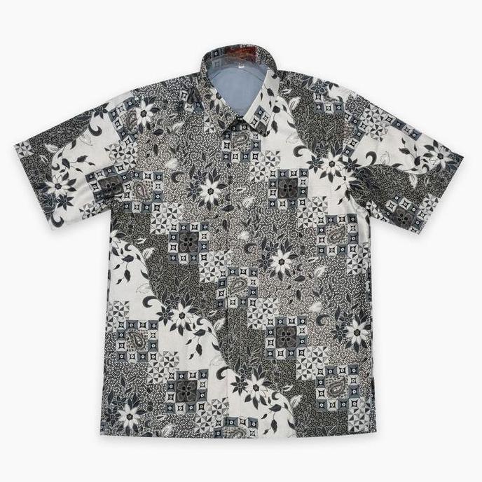 NEW SE13 KEMEJA BATIK PRIA LENGAN PENDEK SEMI SUTRA HALUS UKURAN L XL ORI