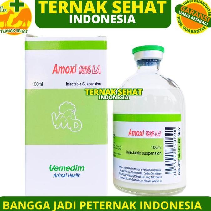 AMOXI 15% LA 100ML VEMEDIM - Obat Hewan Antibiotik Long Acting Ternak Like Betamox LA