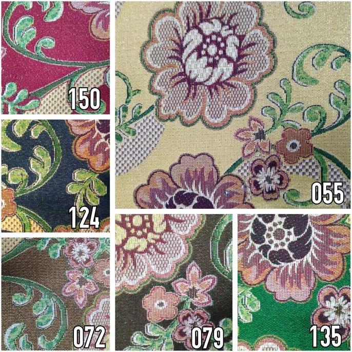 Kain Benang Emas Sofa / Kursi / Jok Motif Bunga Kembang - Floretta