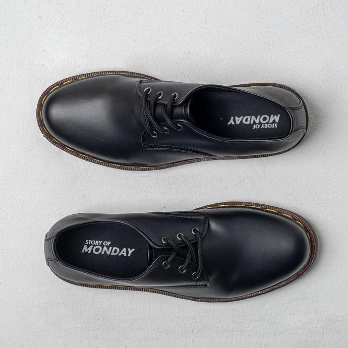 MNDY Official - Alden Black - Sepatu Pantofel Docmart Hitam Pria Boots Merah Shoes  Kerja