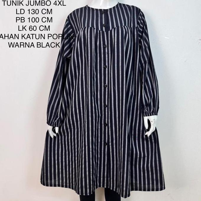 Tunik Jumbo Ld 130 Cm Motif Salur Kekinian - Wilona Tunik