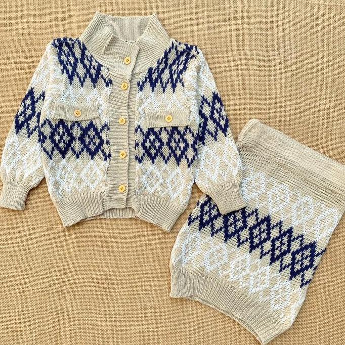 Setelan Rok Bayi Baru Lahir Setelan Rajut Anak Perempuan Setelan Rok Sweater Rajut Anak 3-12 Bulan A