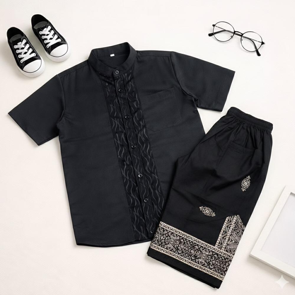 Premium Koko Anak Sultan Premium Set Celana Sarung Batik - Baju Koko Kurta Anak Laki Laki Elegant Wa